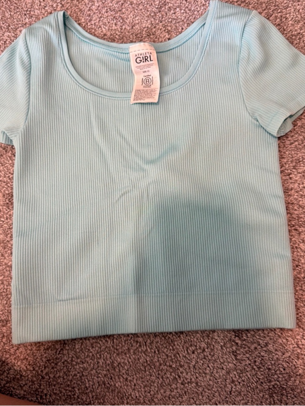 Athleta Girl Pastel Blue Ribbed Crop Top